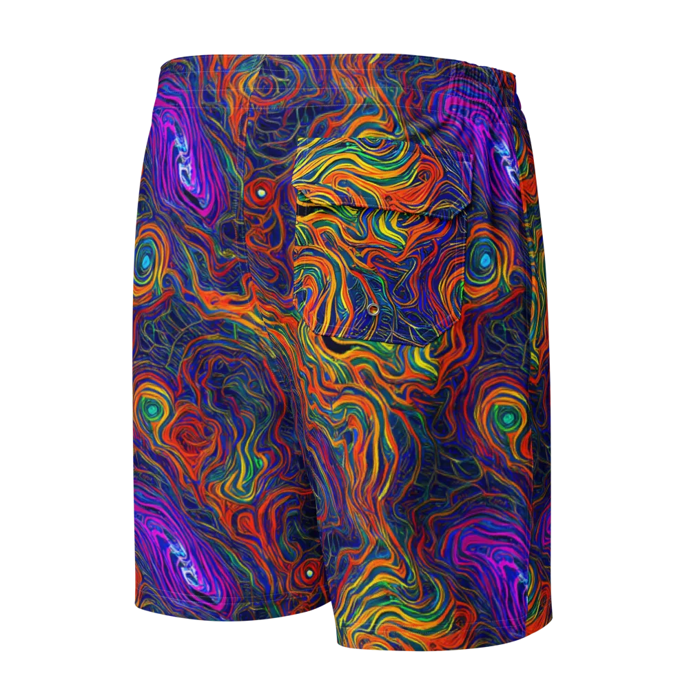 Neon Contours on Men's Board Shorts — Back