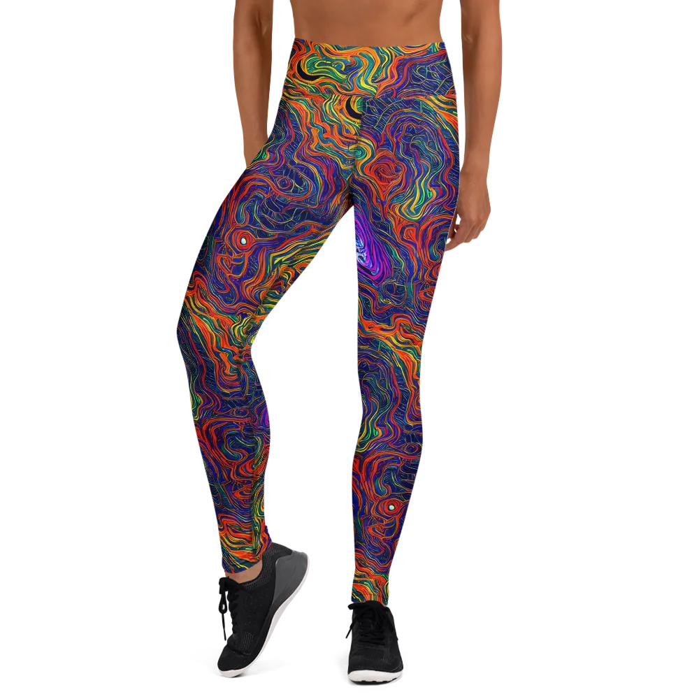 Neon Contours on Yoga Leggings — Front