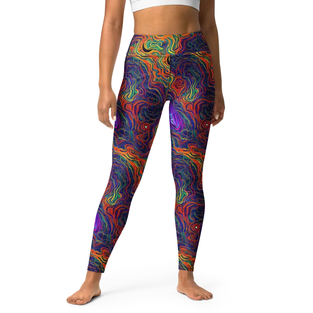 Neon Contours on Yoga Leggings — Front