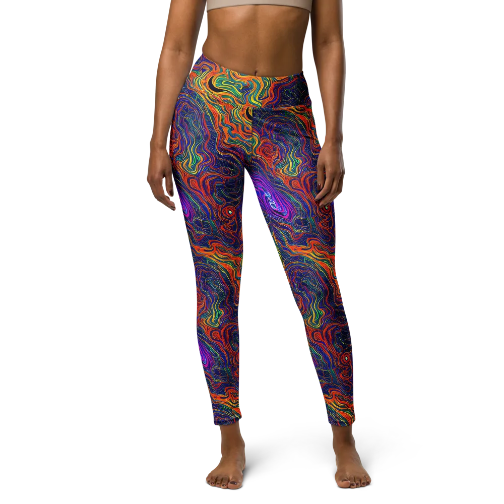 Neon Contours on Yoga Leggings — Front