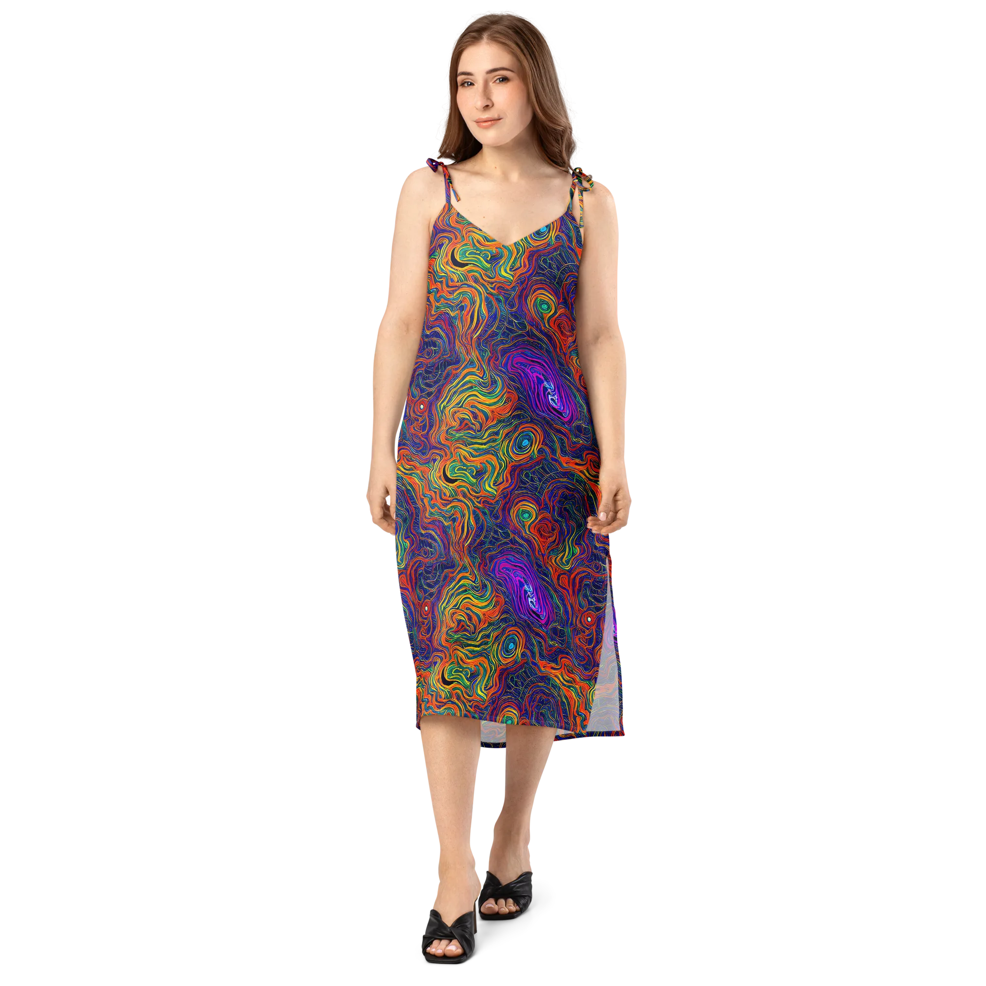 Neon Contours on Slip Dress — Front