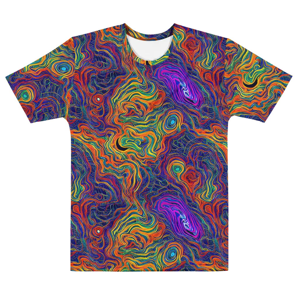 Neon Contours on Men's Cotton Crew Neck T-Shirt — Front