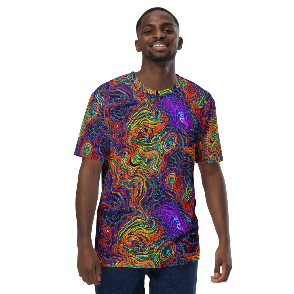 Neon Contours on Men's Crew Neck T-Shirt — Front