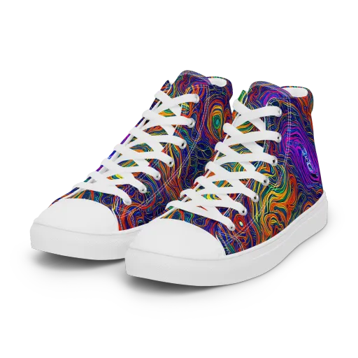 Neon Contours on a Women's High Top Canvas Shoes