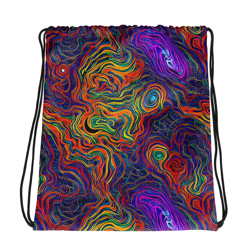 Neon Contours on Drawstring Bag — Photo