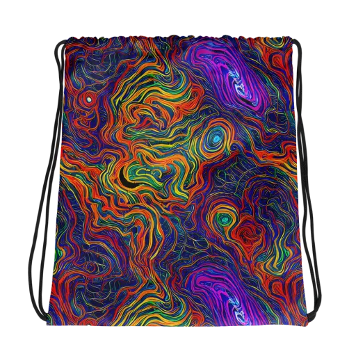 Neon Contours on a Drawstring Bag