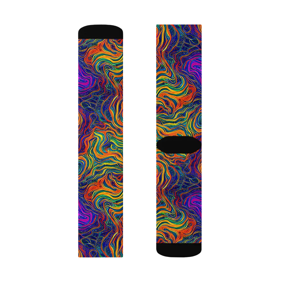 Neon Contours on Socks — Left Sock