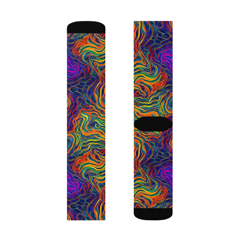 Neon Contours on Socks — Right Sock