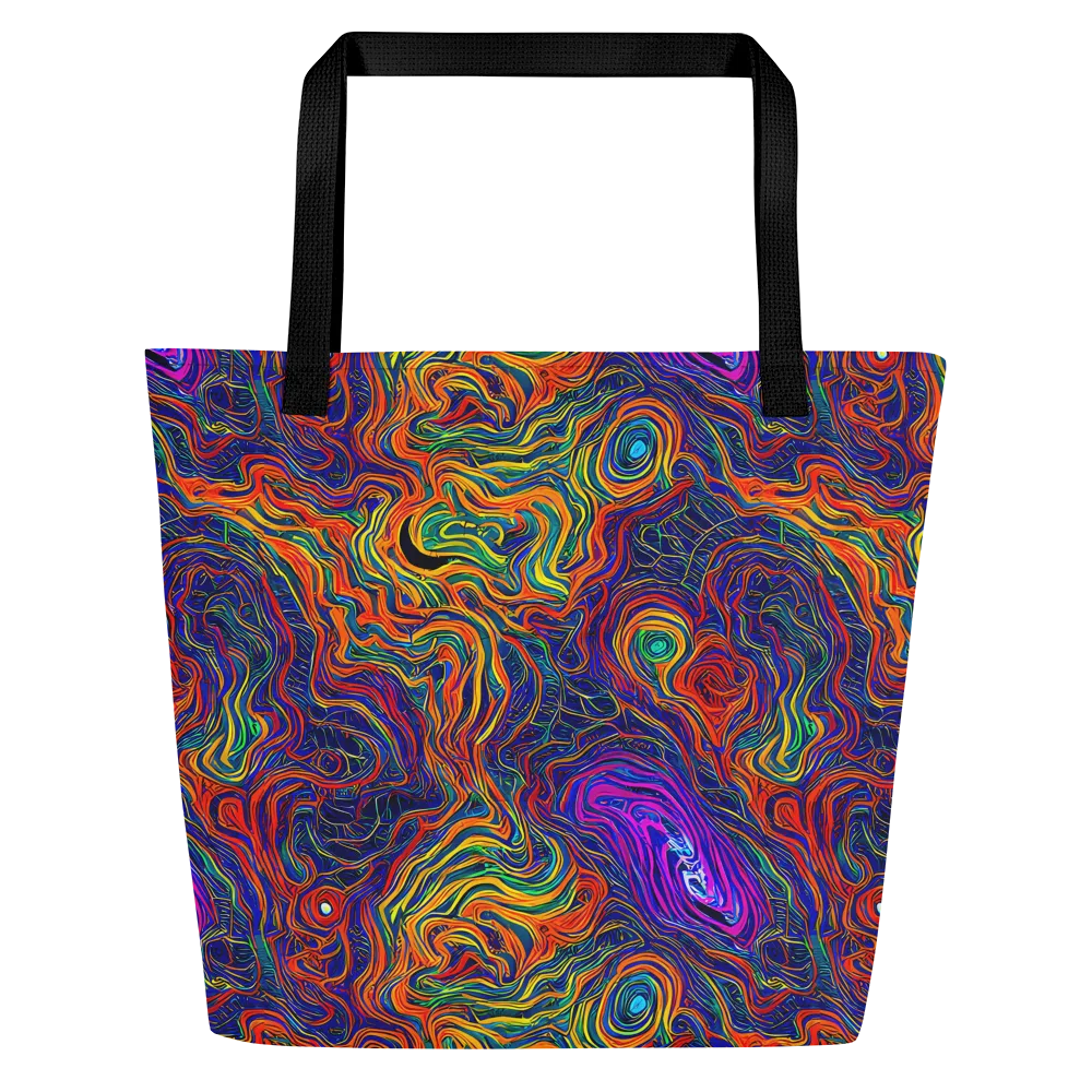 Neon Contours on Large Tote Bag W/ Pocket — Front