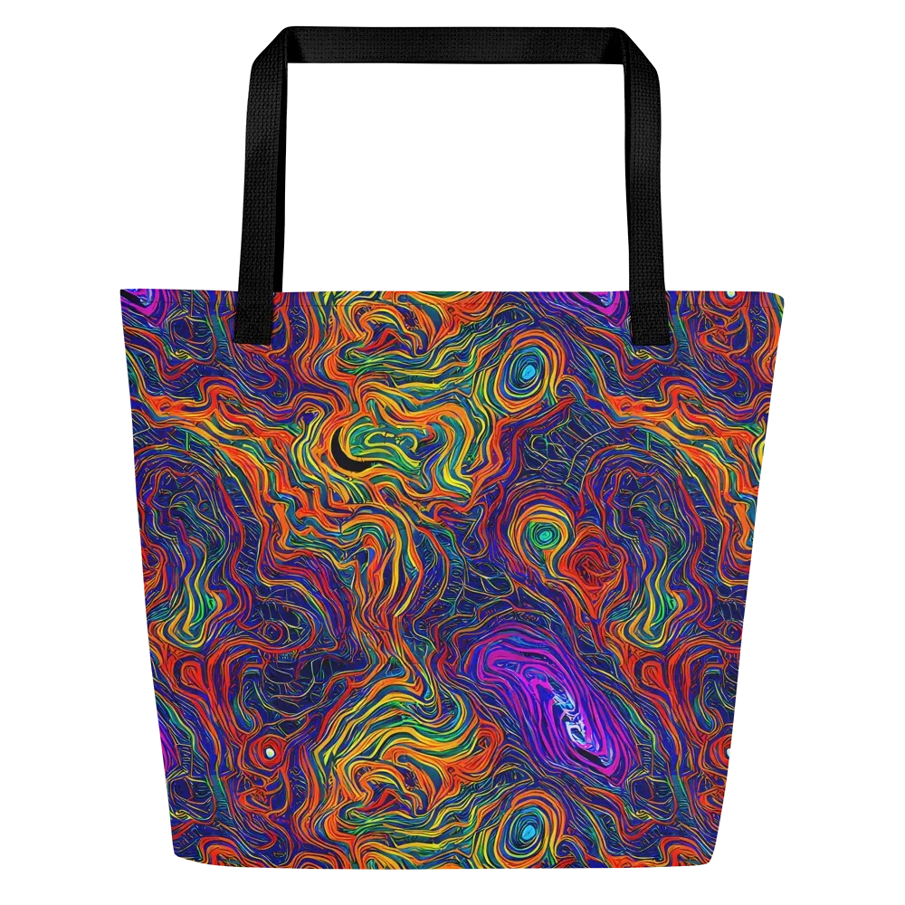 Neon Contours on Large Tote Bag W/ Pocket — Front