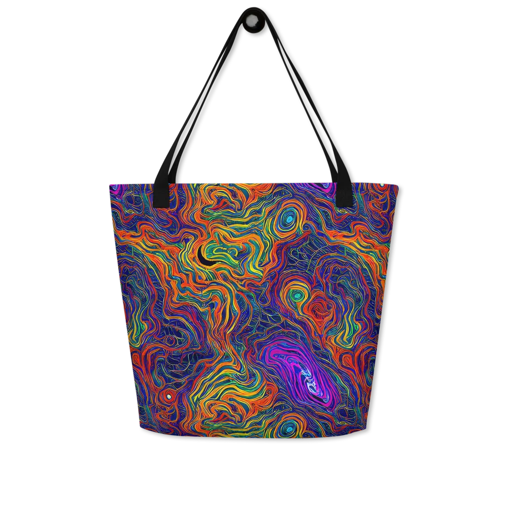 Neon Contours on Large Tote Bag W/ Pocket — Front
