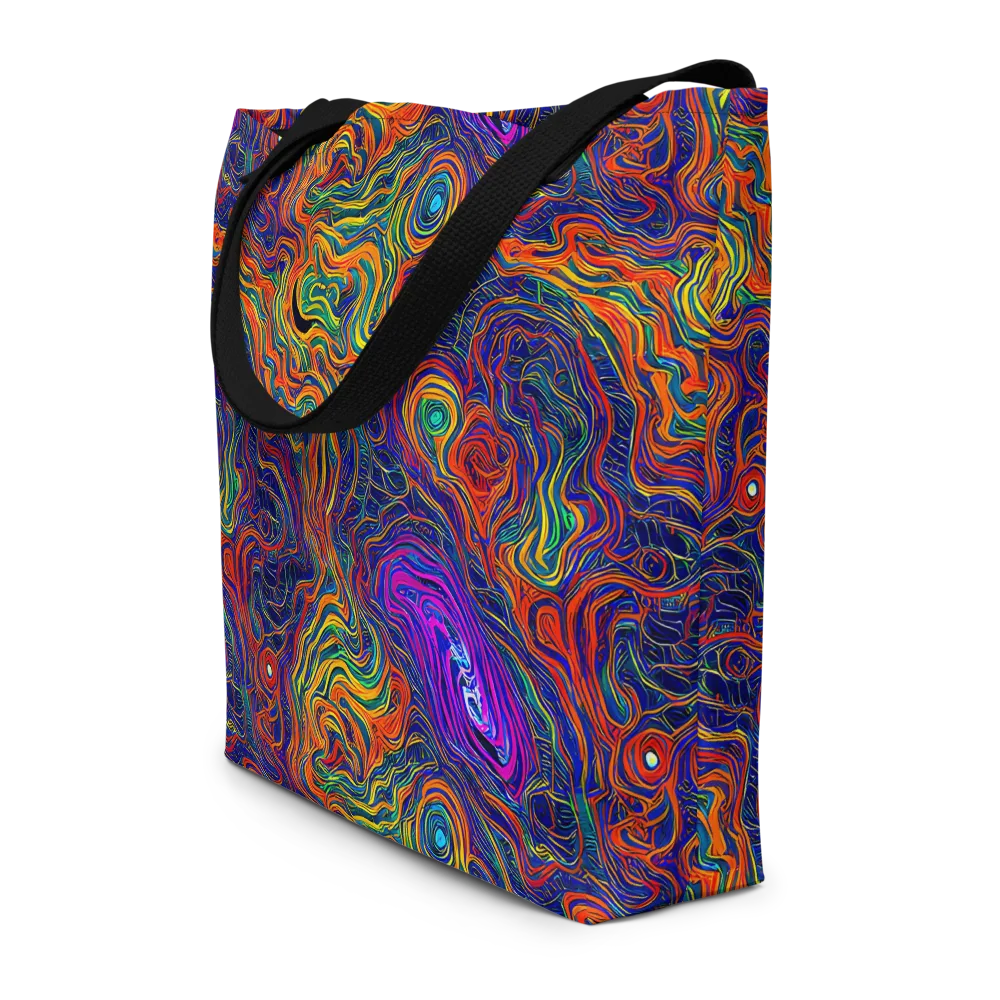 Neon Contours on Large Tote Bag W/ Pocket — Front
