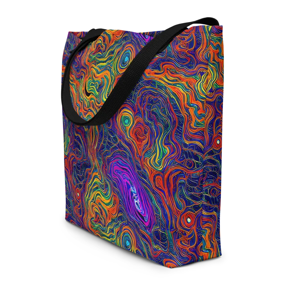 Neon Contours on Large Tote Bag W/ Pocket — Front