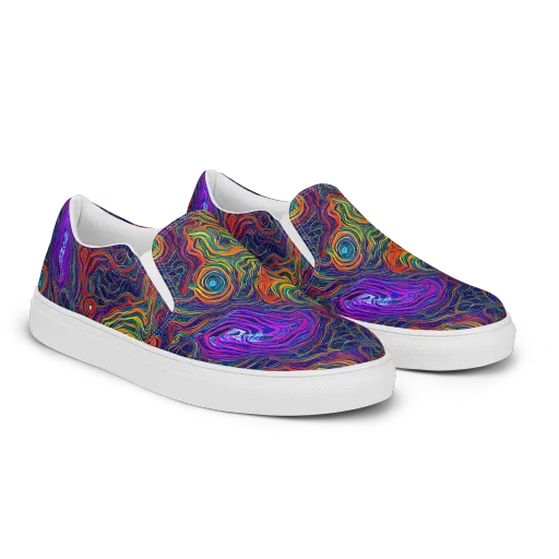 Neon Contours on a Women's Slip-On Canvas Shoes