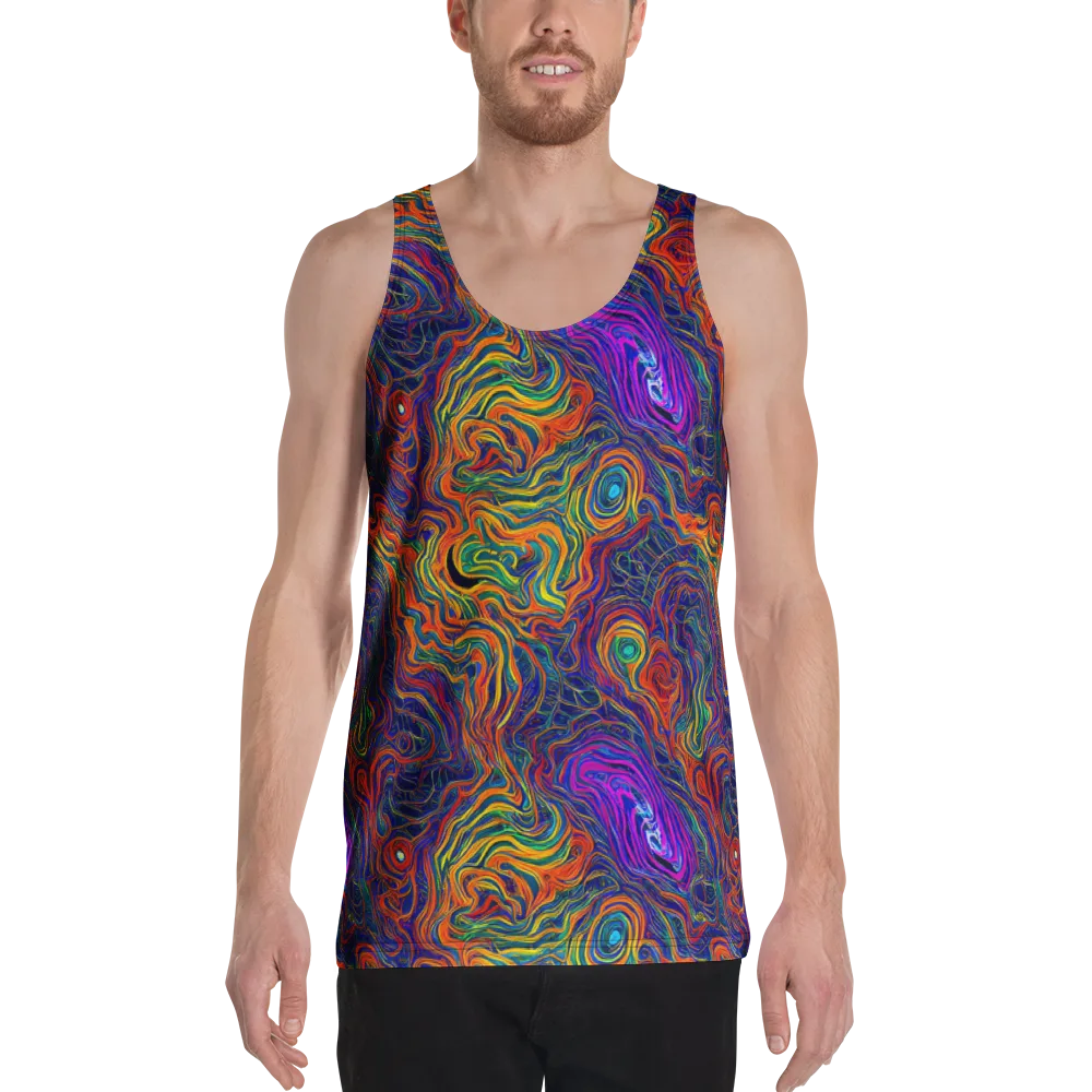 Neon Contours on Men's Tank Top — Front