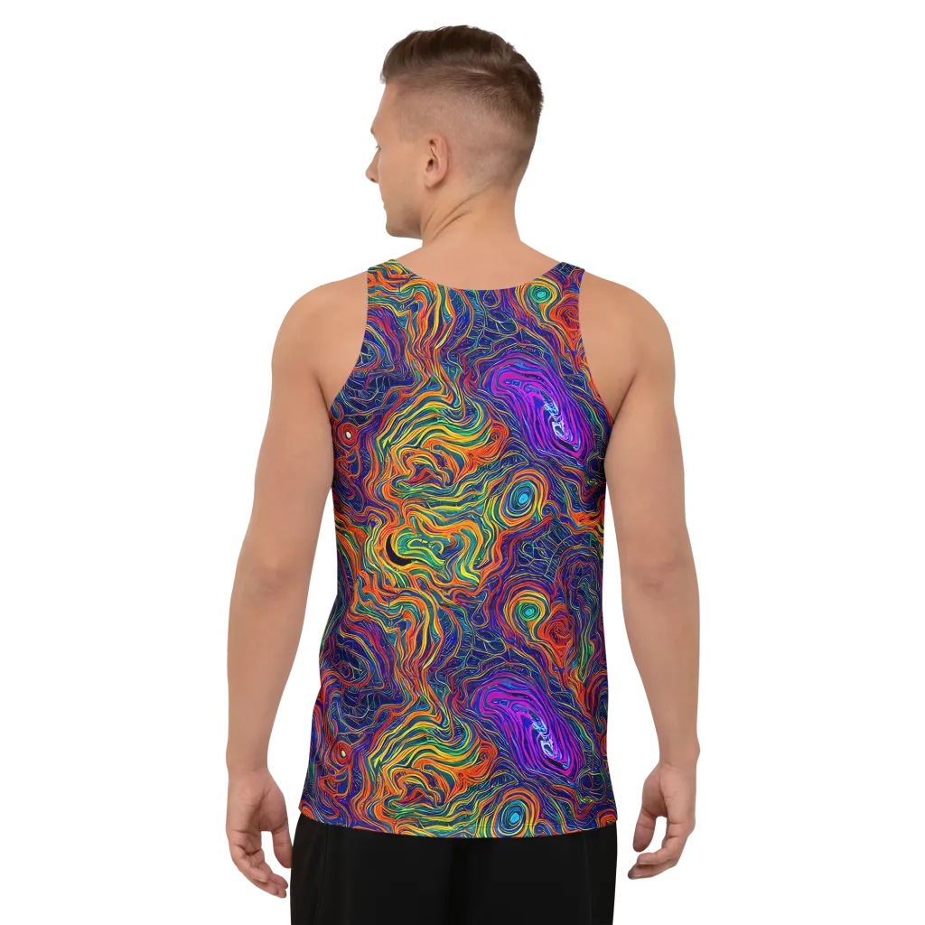 Neon Contours on Men's Tank Top — Back