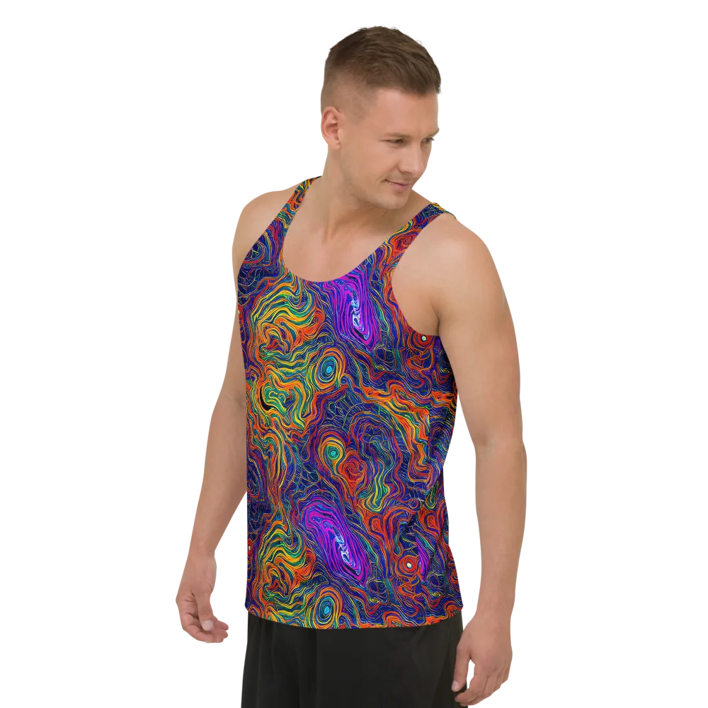 Neon Contours on Men's Tank Top — Left Front