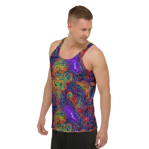 Neon Contours on a Men's Tank Top