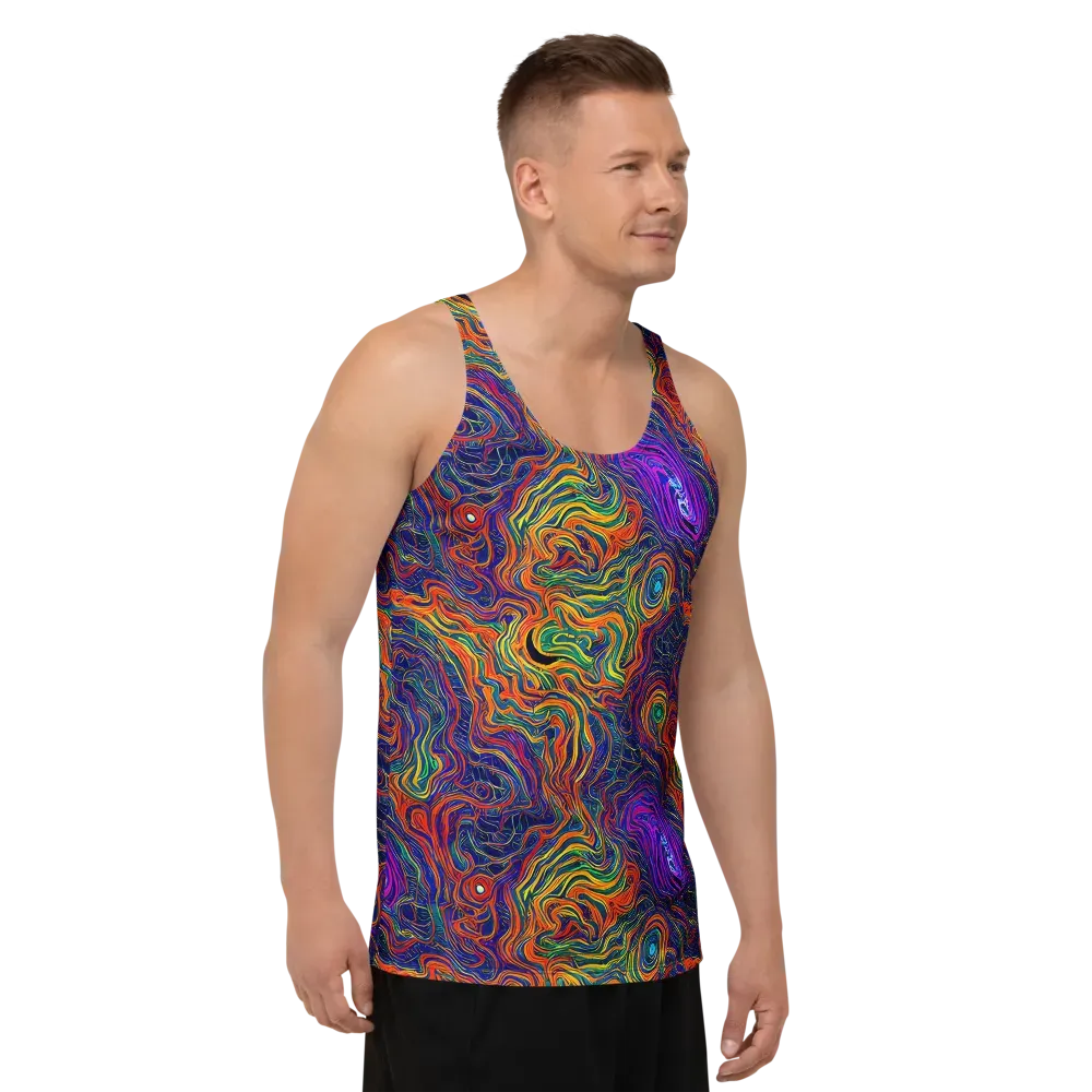 Neon Contours on Men's Tank Top — Right Front