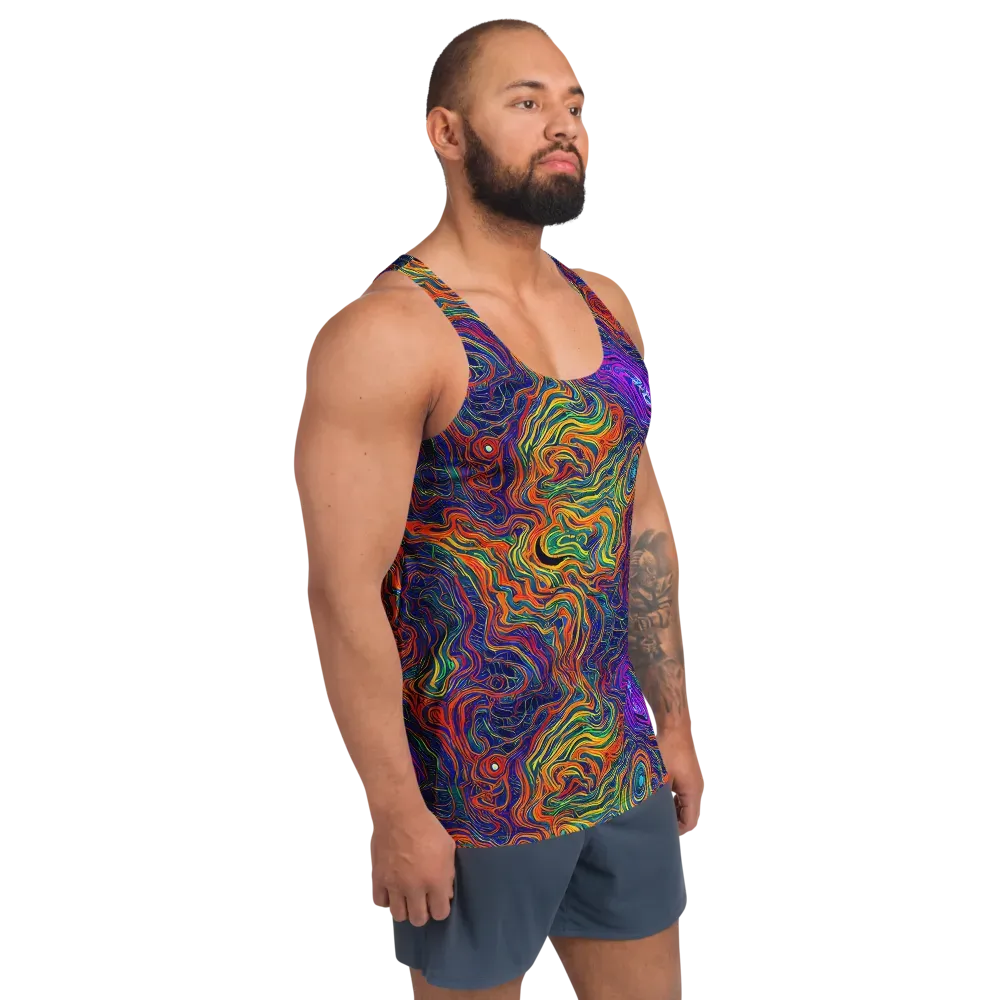 Neon Contours on Men's Tank Top — Right Front