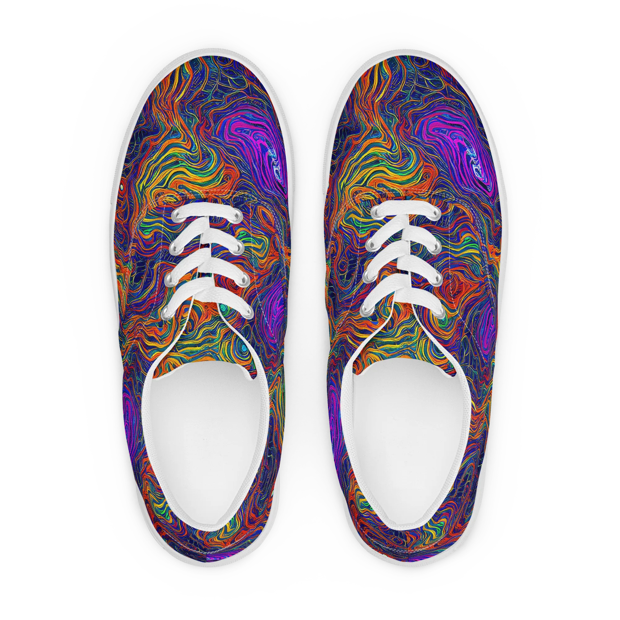 Neon Contours on Men's Lace-Up Canvas Shoes — Front