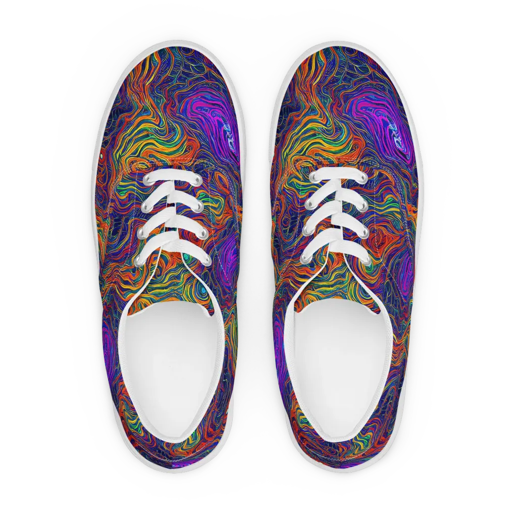 Neon Contours on Men's Lace-Up Canvas Shoes — Front