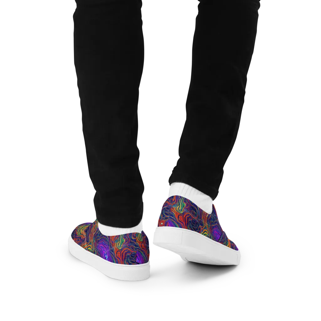 Neon Contours on Men's Lace-Up Canvas Shoes — Back