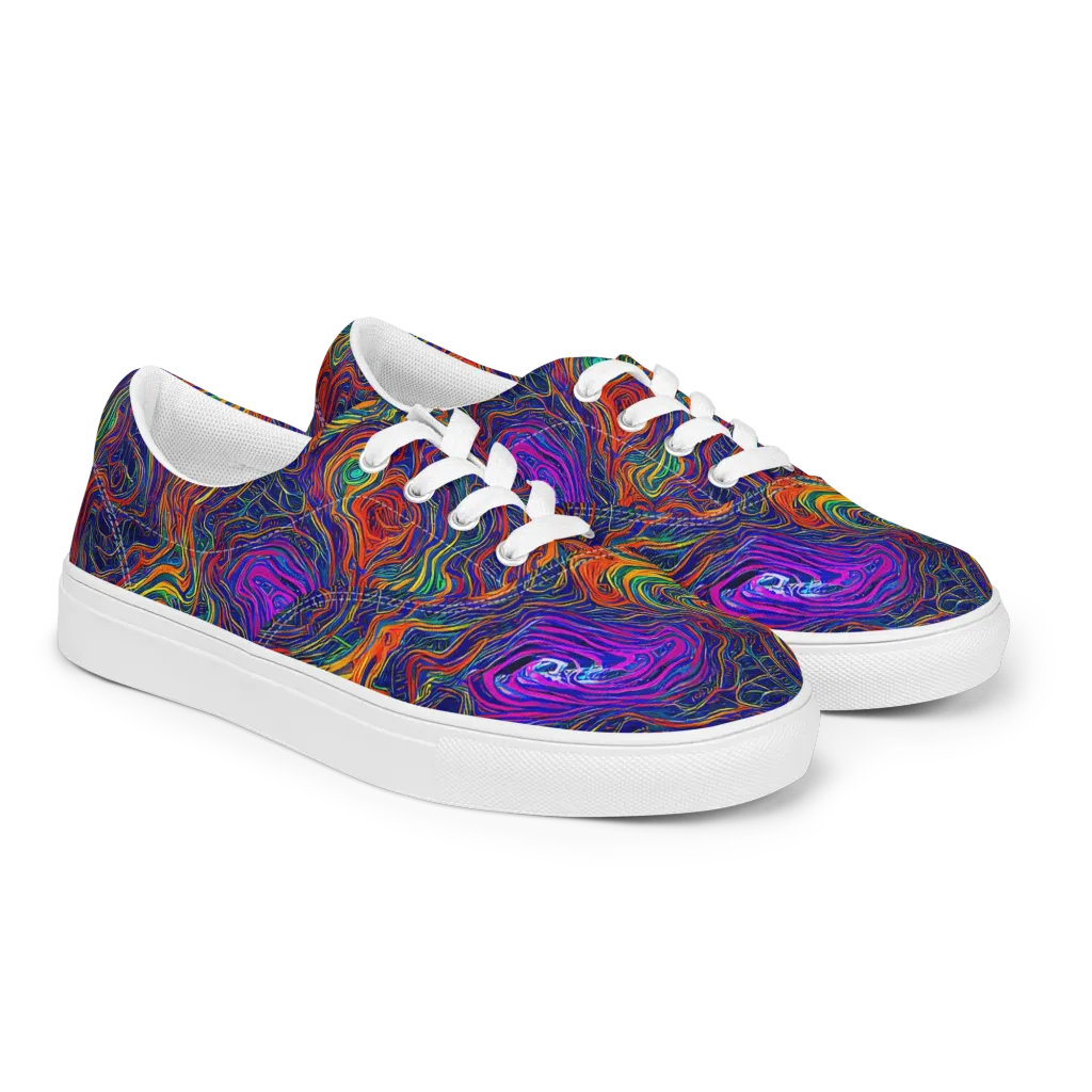 Neon Contours on Men's Lace-Up Canvas Shoes — Right Front