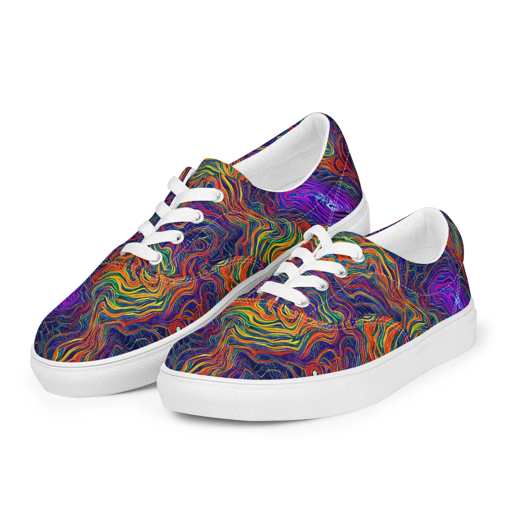 Neon Contours on Men's Lace-Up Canvas Shoes — Left Front