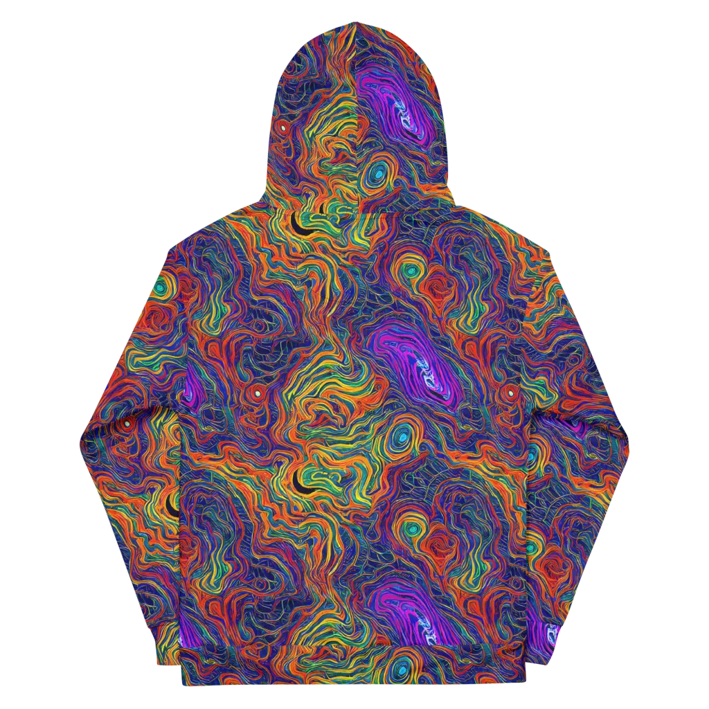 Neon Contours on Cotton Hoodie — Back