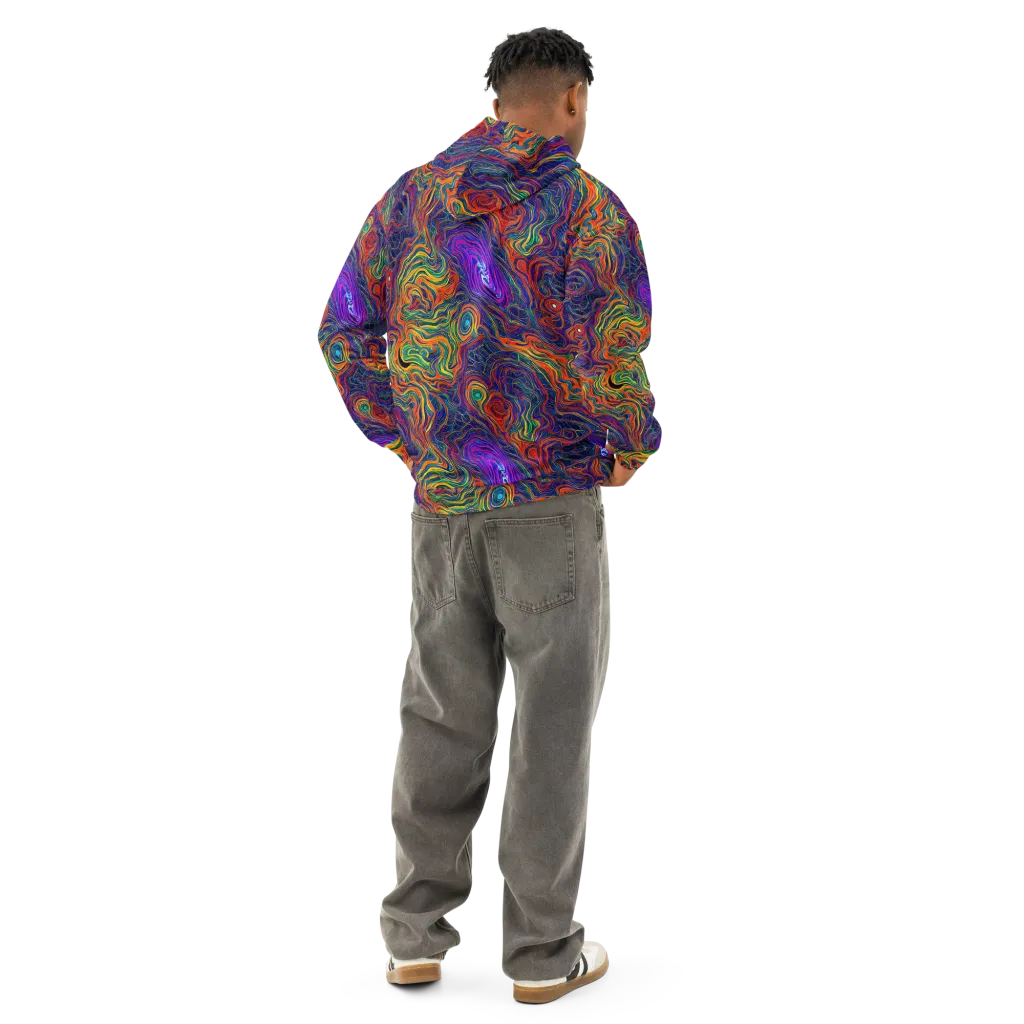 Neon Contours on Cotton Hoodie — Back