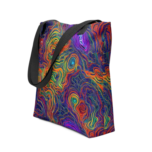 Neon Contours on a Tote Bag