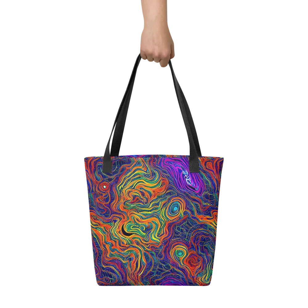Neon Contours on Tote Bag — Front