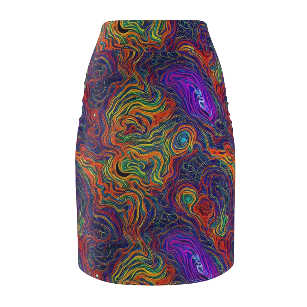 Neon Contours on Pencil Skirt — Back