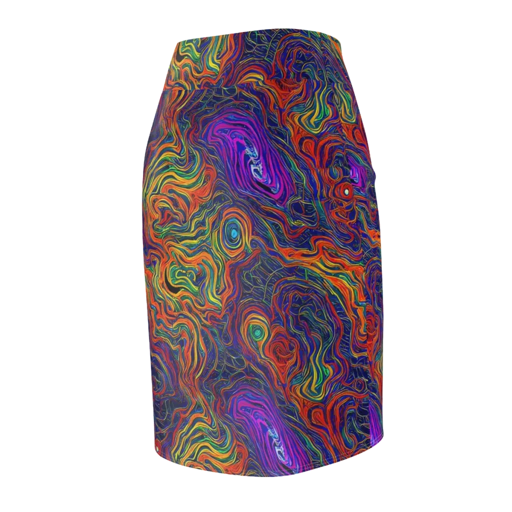 Neon Contours on Pencil Skirt — Back Side