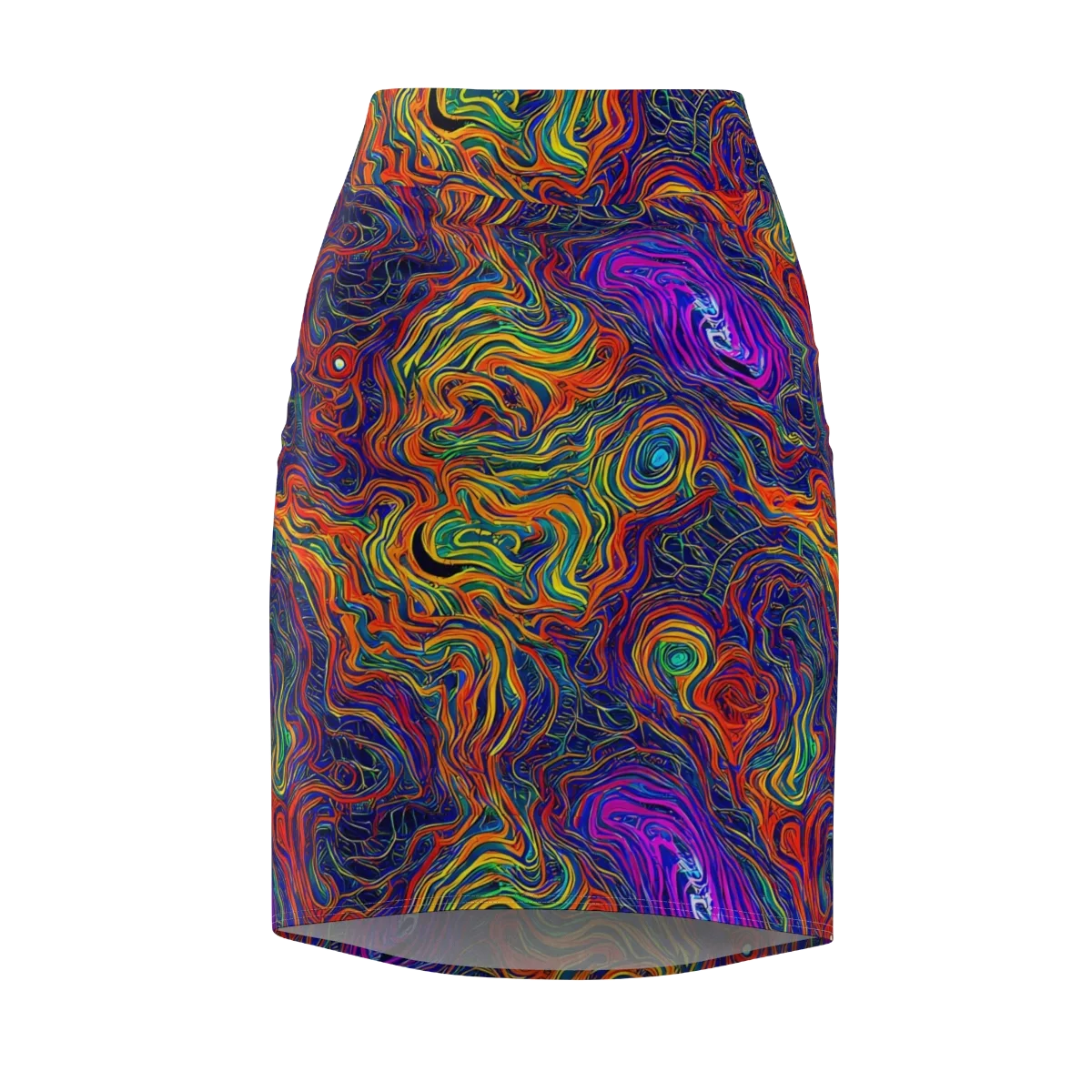 Neon Contours on Pencil Skirt — Front