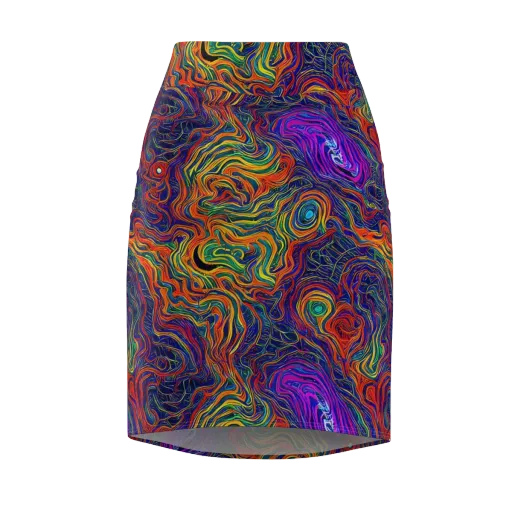 Neon Contours on a Pencil Skirt