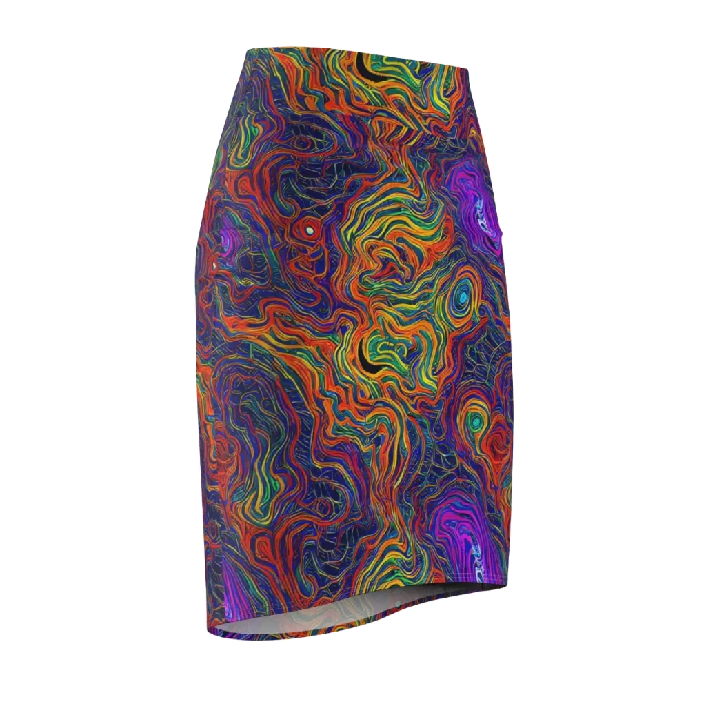 Neon Contours on Pencil Skirt — Front Side
