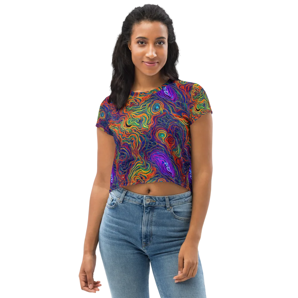 Neon Contours on Crop Tee — Front