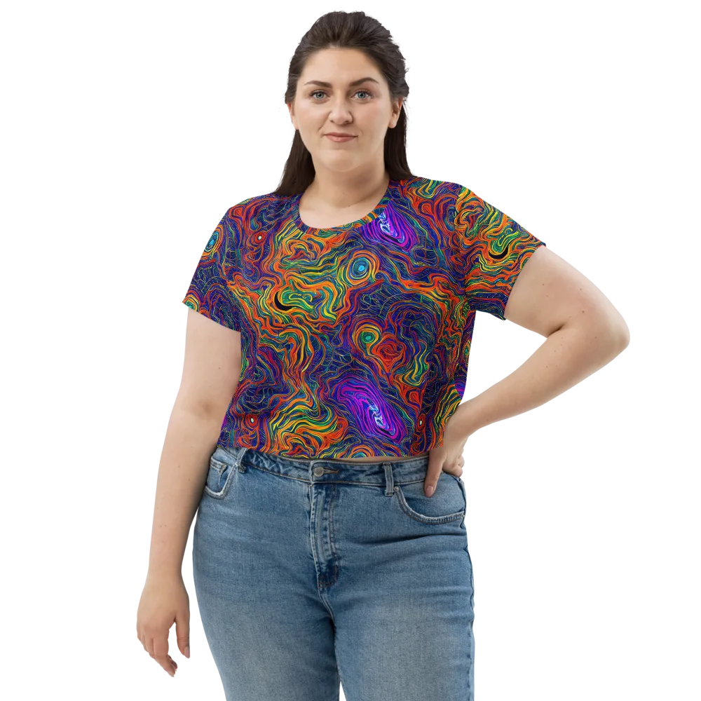 Neon Contours on Crop Tee — Front
