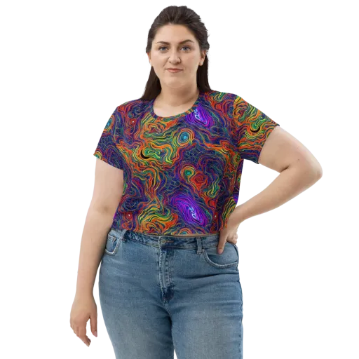 Neon Contours on a Crop Tee