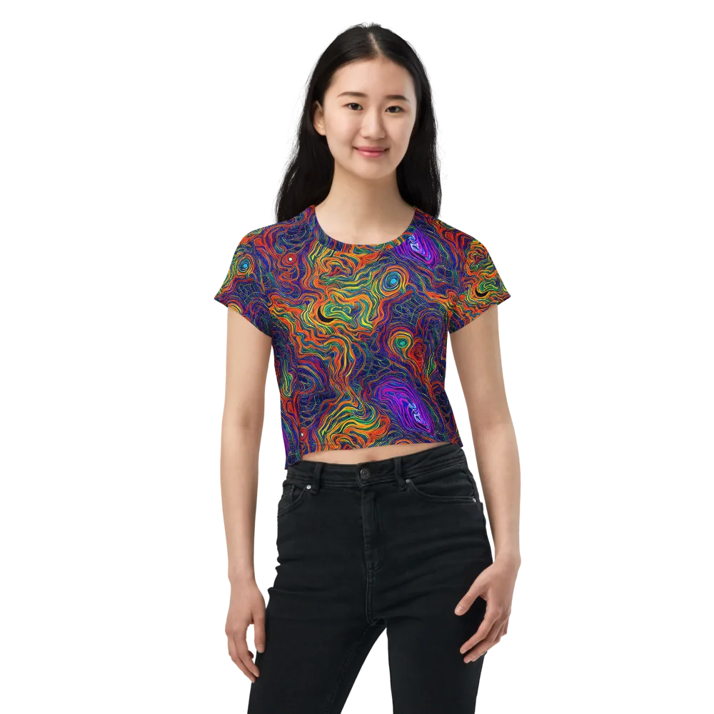 Neon Contours on Crop Tee — Front