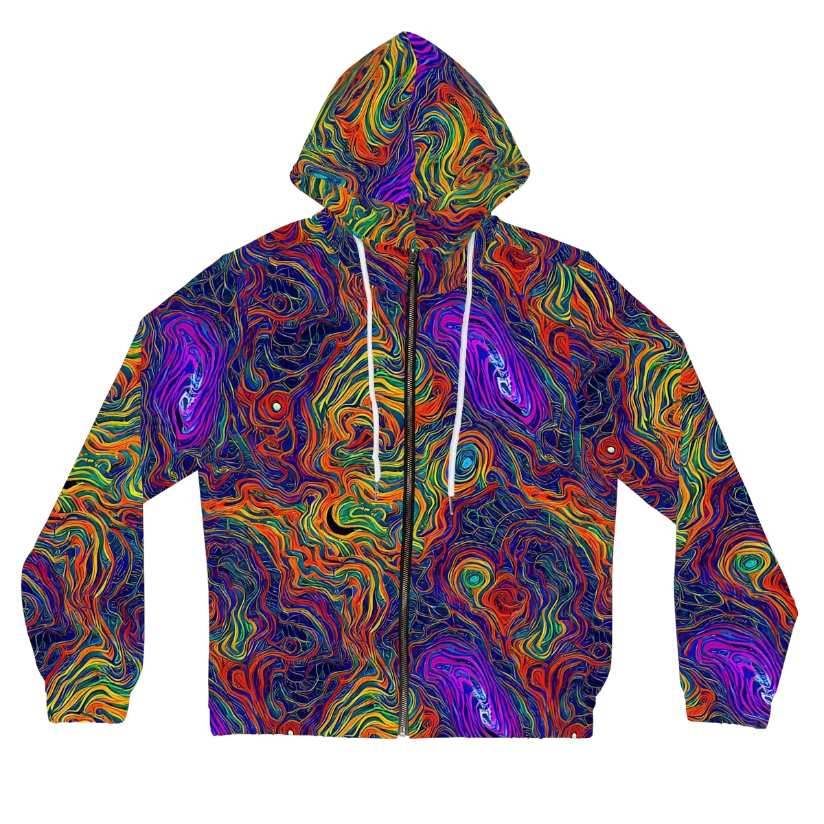 Neon Contours on Women's Full-Zip Hoodie — Front