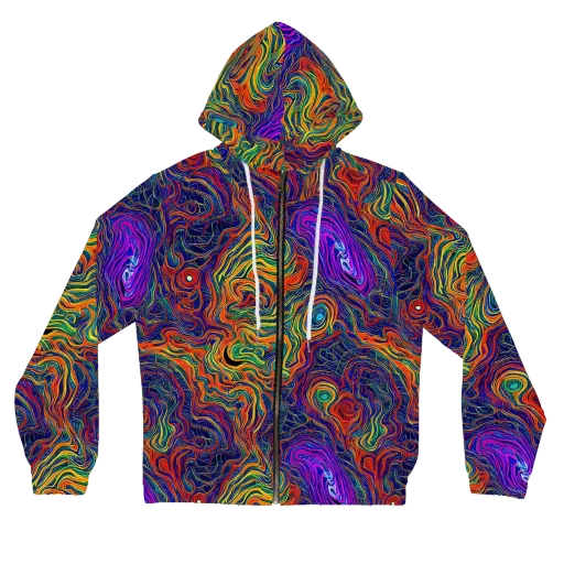 Neon Contours on a Women's Full-Zip Hoodie