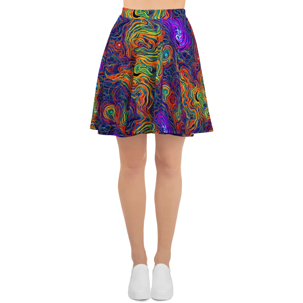 Neon Contours on Skater Skirt — Front