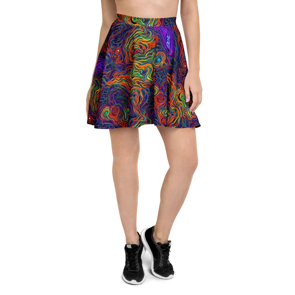 Neon Contours on Skater Skirt — Front