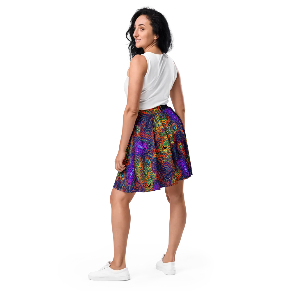 Neon Contours on Skater Skirt — Back
