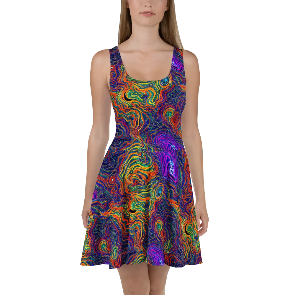 Neon Contours on Skater Dress — Front