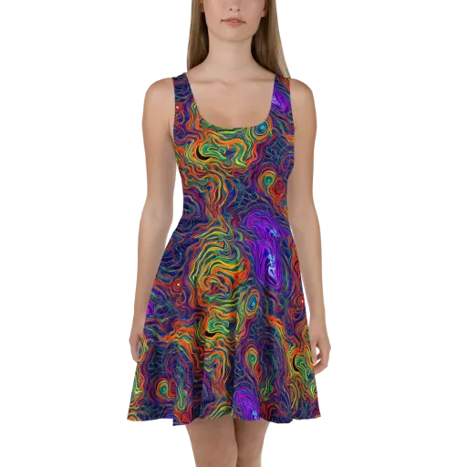 Neon Contours on a Skater Dress