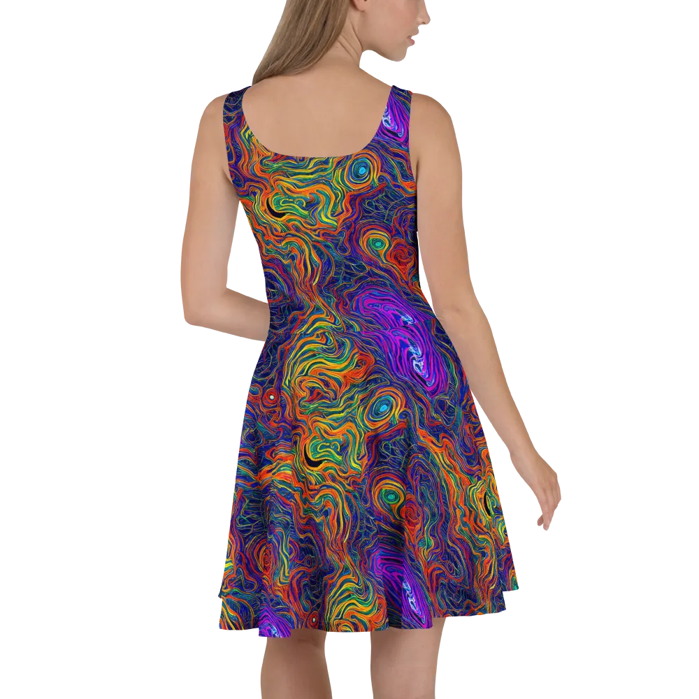 Neon Contours on Skater Dress — Back